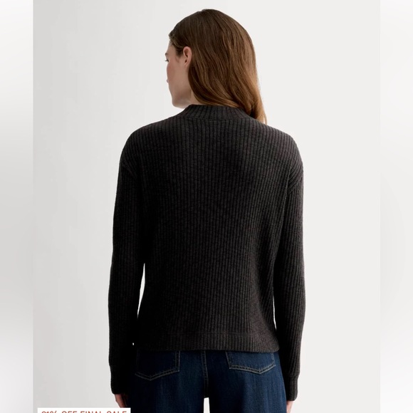 Everlane  Cozy Ribbed  Funnel Neck Sweater Black Size M  Organic Cotton Blend - Picture 5 of 14